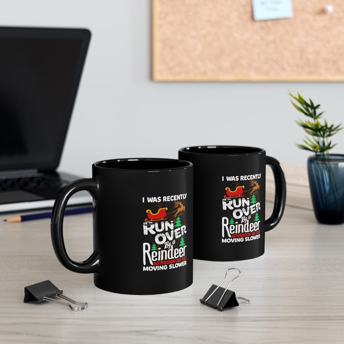 Grandma Got Run Over By A Reindeer (The Day After) 11oz Black Mug